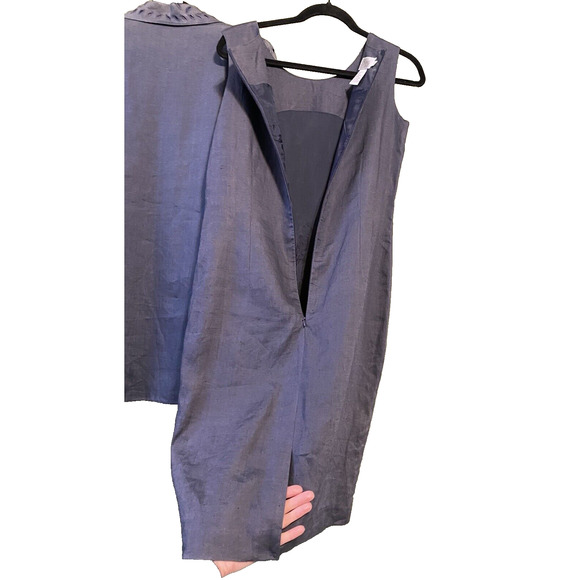 JSong Skirt Suit Womens Size 6 100% Linen Floral Eyelet Lace Gray Vintage Career - Picture 4 of 13